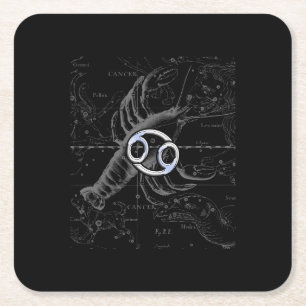 Porta-copo De Papel Quadrado Cromo como Cancer - Sinal Zodiac em Hevelius