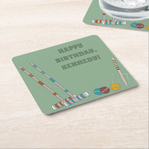 Porta-copo De Papel Quadrado Croquet Set, Yard Game Custom Outdoor Party