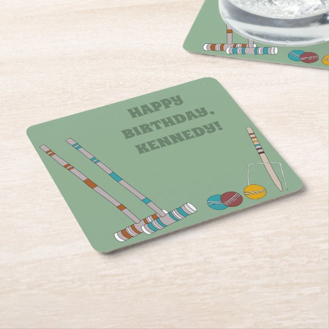 Porta-copo De Papel Quadrado Croquet Set, Yard Game Custom Outdoor Party (Inclinado)