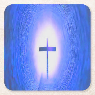 Porta-copo De Papel Quadrado Cross Light Tunnel Christian Love Jesus
