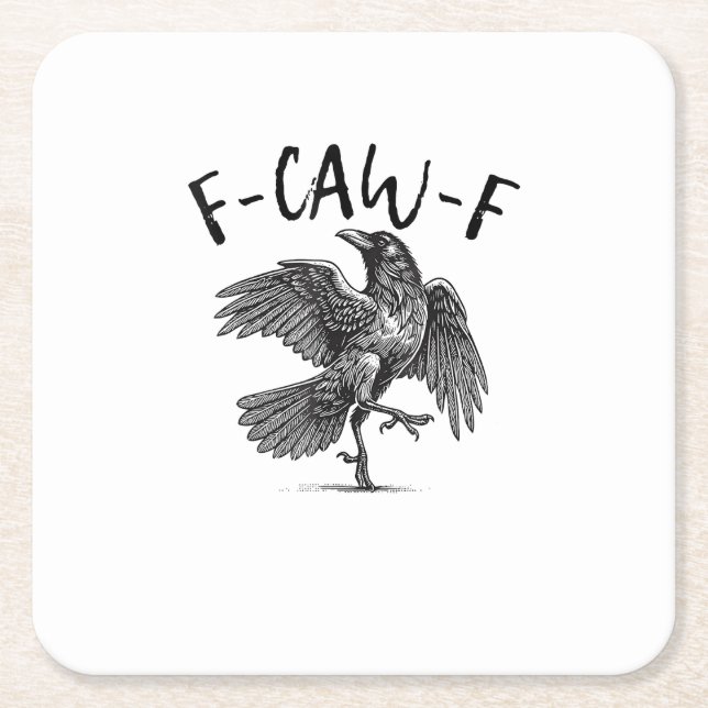 Porta-copo De Papel Quadrado Crow, F-Caw-F Funny Bird (Frente)