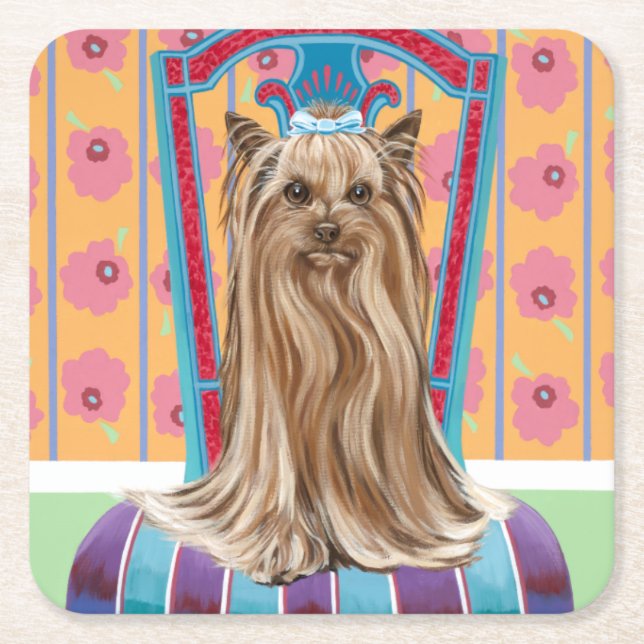 Porta-copo De Papel Quadrado Crown Princess Yorkie (Frente)