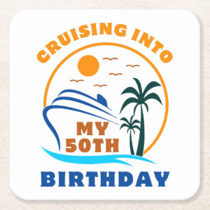 Porta-copo De Papel Quadrado Cruzeiro Para o Meu 50º Aniversário de Barco