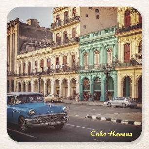 Porta-copo De Papel Quadrado Cuba Havana Vintage Carro Clássico