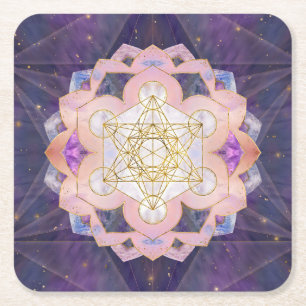 Porta-copo De Papel Quadrado Cubo de Metatron em Gemstone Lotus