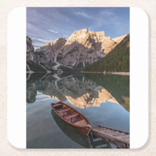 Porta-copo De Papel Quadrado Cumes da dolomite Pragser Wildsee Tirol,