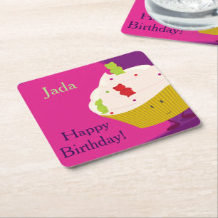 Porta-copo De Papel Quadrado Cupcake do Urso Gummy PORTA COPOS