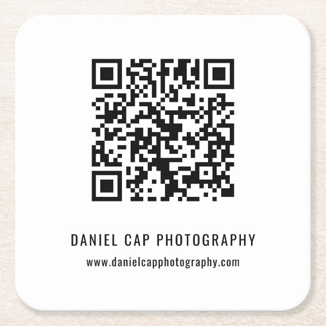 Porta-copo De Papel Quadrado Custom Business QR Code (Frente)