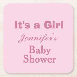 Porta-copo De Papel Quadrado Cuta rosa macia elegante É um Chá de fraldas femin