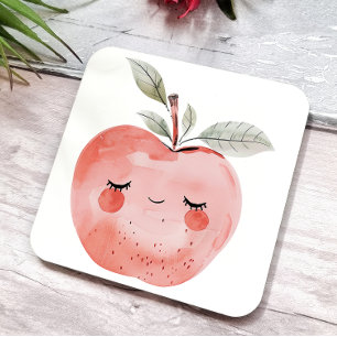 Porta-copo De Papel Quadrado Cute Apple Face Adorable Fruit