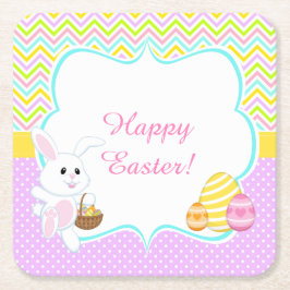 Porta-copo De Papel Quadrado Cute Bunny Easter Egg Hunt