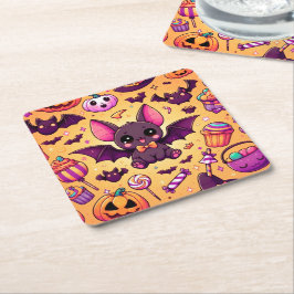Porta-copo De Papel Quadrado Cute kawaii bat candy halloween