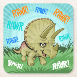 Porta-copo De Papel Quadrado Cute RAWR Triceratops