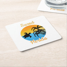 Porta-copo De Papel Quadrado Cute Sunset in Florida