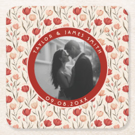 Porta-copo De Papel Quadrado Cute Tulip Budget Wedding Coaster