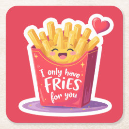 Porta-copo De Papel Quadrado Cute Valentine French Fries Pun