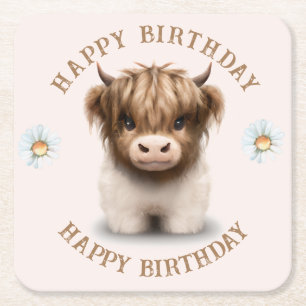 Porta-copo De Papel Quadrado Cuzal Highlands Scottish Cow