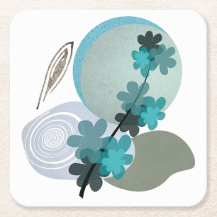 Porta-copo De Papel Quadrado Cyan Boho