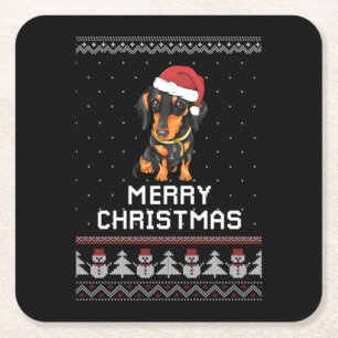 Porta-copo De Papel Quadrado Dachshund Christmas