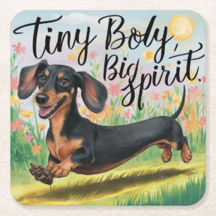 Porta-copo De Papel Quadrado Dachshund Tiny Body, Grande Espírito