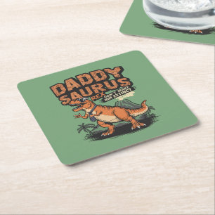 Porta-copo De Papel Quadrado Daddysaurus Rex - A Legenda Pré-Histórica Legal