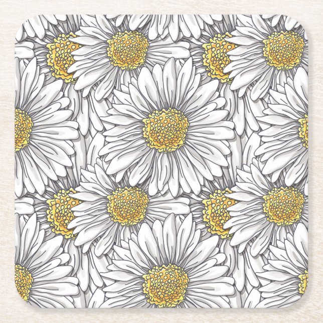 Porta-copo De Papel Quadrado Daisies (Frente)