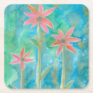 Porta-copo De Papel Quadrado Daisies III