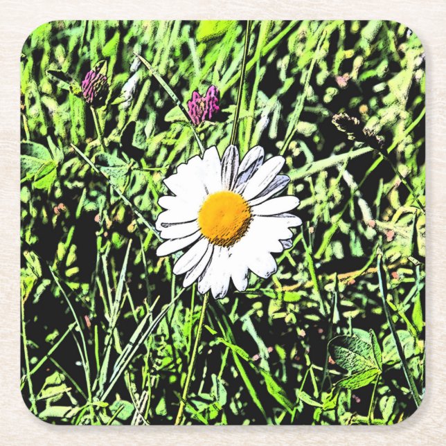 Porta-copo De Papel Quadrado Daisy (Frente)