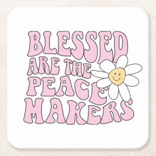 Porta-copo De Papel Quadrado Daisy and Peace Makers Slogan
