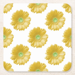 Porta-copo De Papel Quadrado Daisy gerbera amarela
