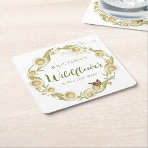 Porta-copo De Papel Quadrado Daisy Wildflower Baby in Bloom Chá de fraldas