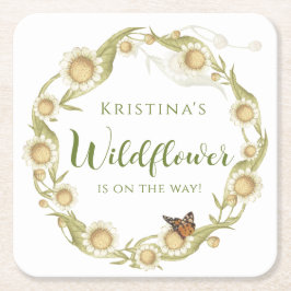 Porta-copo De Papel Quadrado Daisy Wildflower Baby in Bloom Chá de fraldas