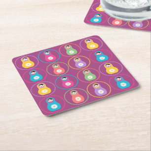 Porta-copo De Papel Quadrado Daisyflower Matryoshka
