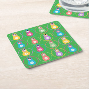 Porta-copo De Papel Quadrado Daisyflower Matryoshka