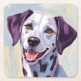 Porta-copo De Papel Quadrado Dálmata | Pintura de animal de estimação em aquare