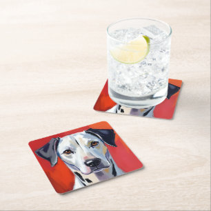 Porta-copo De Papel Quadrado Dálmata   Pintura de Cachorro Pet Aquarela