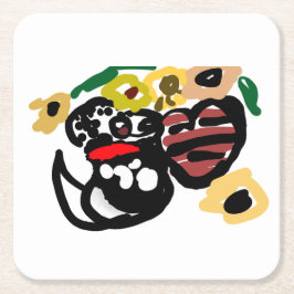 Porta-copo De Papel Quadrado Dalmatian sunflowers