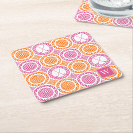 Porta-copo De Papel Quadrado Damasceno Golf Preppy - Bolas e Tacadas - Laranja 