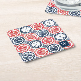 Porta-copo De Papel Quadrado Damasceno Preppy de Golfe - Bolas e Tacadas em Azu