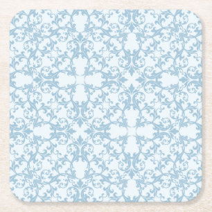 Porta-copo De Papel Quadrado Damasco azul pálido
