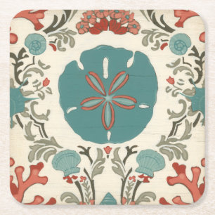 Porta-copo De Papel Quadrado Damasco Costeiro I