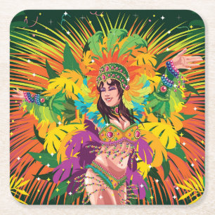 Porta-copo De Papel Quadrado Dançarina do Carnaval do Rio