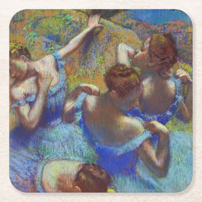 Porta-copo De Papel Quadrado Dançarinos em Azul, Edgar Degas (Frente)