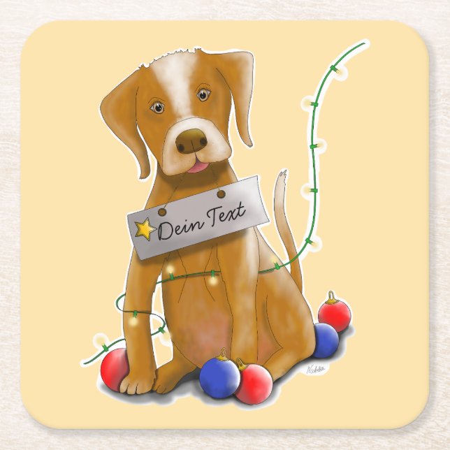 Porta-copo De Papel Quadrado DE/GB Pappuntersetzer Hund/Paper coasters dog (Frente)