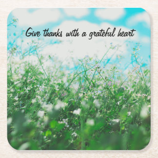 Porta-copo De Papel Quadrado Dê obrigados com um grupo grato da porta copos do