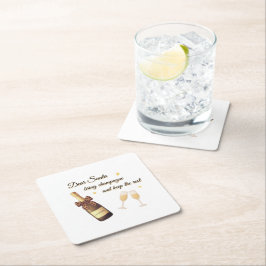 Porta-copo De Papel Quadrado Dear Santa Champagne Design