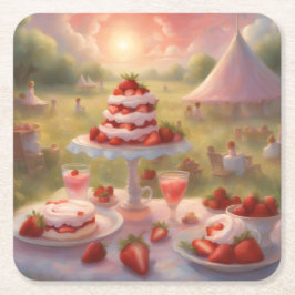 Porta-copo De Papel Quadrado Decadent strawberry shortcake party supplies