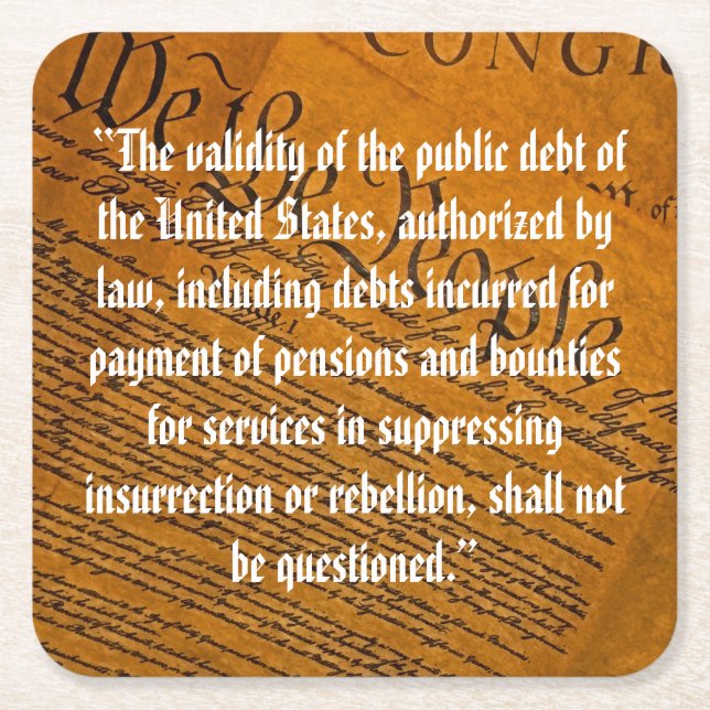 Porta-copo De Papel Quadrado Décima Quarta Alteração Dívida Pública (Frente)