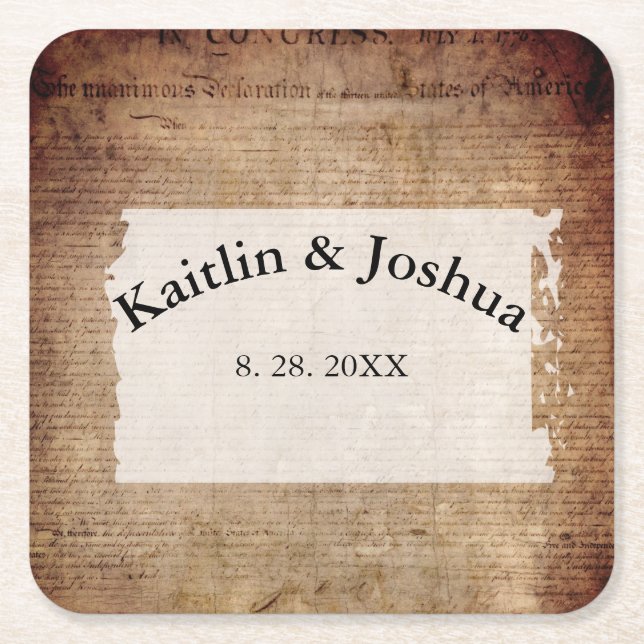 Porta-copo De Papel Quadrado Declaração de Independência 📜 Histórica (Frente)