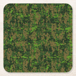 Porta-copo De Papel Quadrado Decoração da Camuflagem Verde Digital com Estilo
